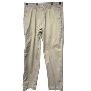 Columbia Mens Size 36x32 Khaki Outdoor Utility Pants Pockets Cargo 100% Cotton